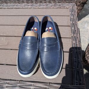 Men's Blue Leather Loafers